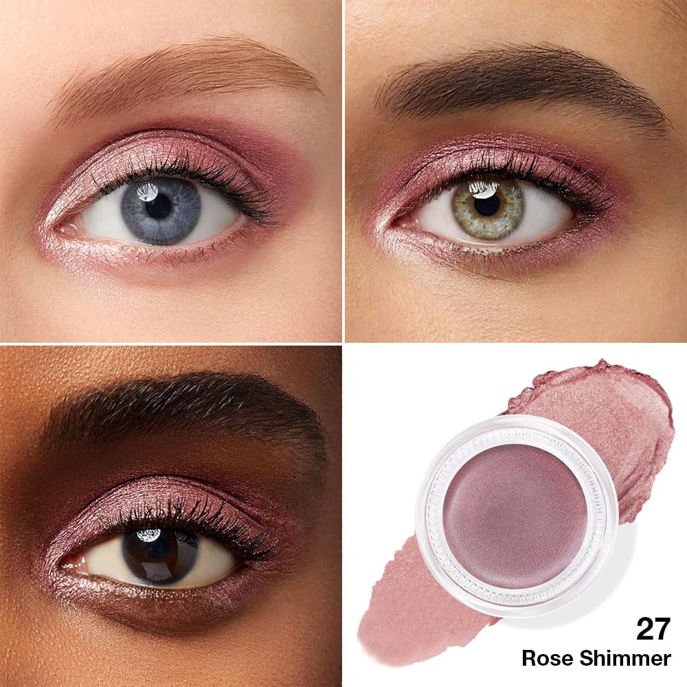 Cream Glitter Rose Shimmer Metallic Eyeshadow Palette Makeup, Natural Single Mini Instant Holographic Eyeshadow For Older Women, Sombras Crema Para Ojos, Talc, Paraben & Cruelty Free, 27-Velvo Beauty
