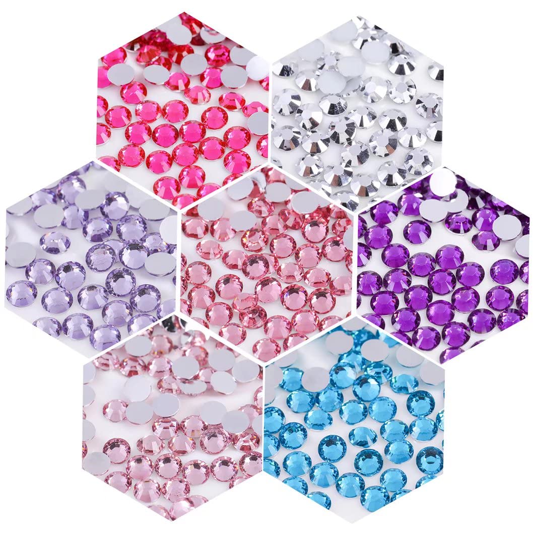 1000 Pieces SS20 5mm Flatback Rhinestones Clear Glass Round Gems Crystals for Nail Art DIY Crafts Clothes Shoes Bags (Orange)