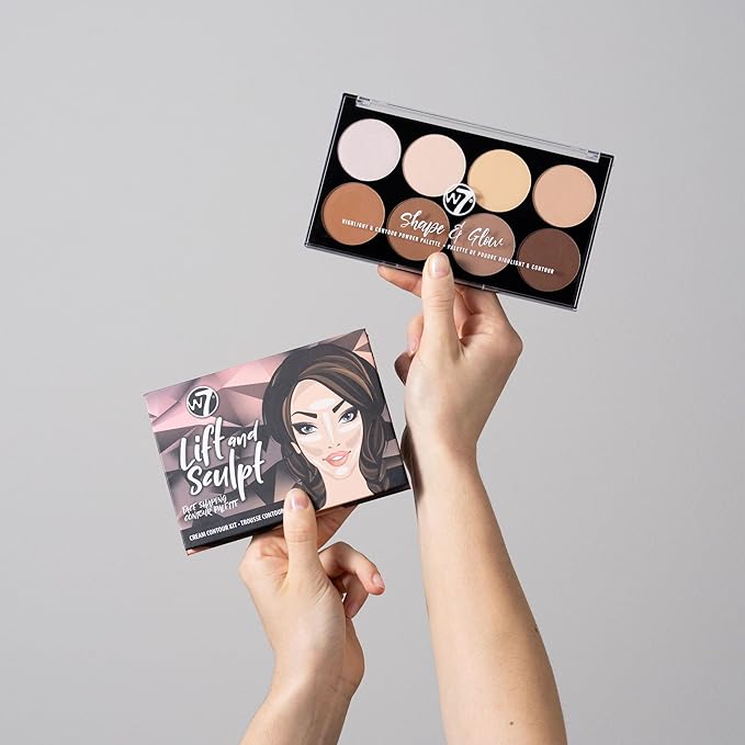W7 Lift & Sculpt, Shape & Glow Set - 2 Piece Set - Cream Contour & Powder Contour Palette Duo-Velvo Beauty