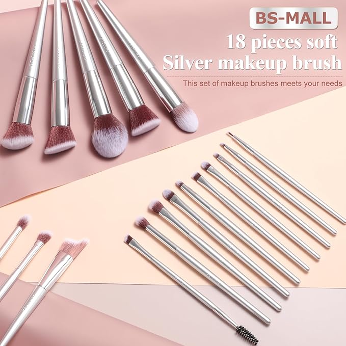 BS-MALL Makeup Brush Set 18 Pcs Premium Synthetic Foundation Powder Concealers Eye shadows Blush Makeup Brushes with black case-Velvo Beauty