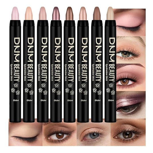 Kaely 8Pcs Cream Eye Shadow Sticks Set, Matte Shimmer Eyeliner Pencil Eyeshadow Palette Makeup, Eye Highlighter Brightener Stick for Older Women Waterproof Pigmented, sombras para ojos, New-11-Velvo Beauty