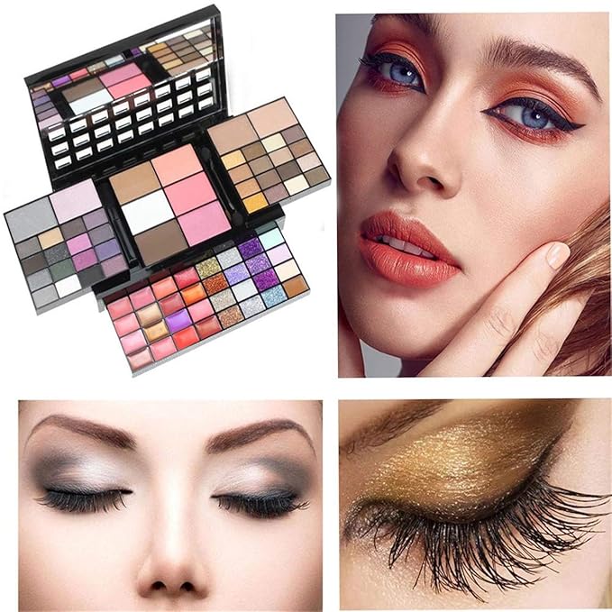All in One Makeup Kit for Women Full Kit Girls Makeup Gift Sets Xmas Essential Bundle Include Eyeshadow Palette Lipstick Blush Concealer Eyeliner Mascara Foundation Brush Eyebrow Pencil-Velvo Beauty