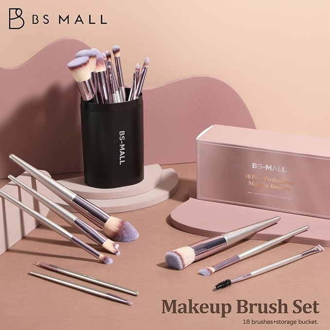BS-MALL Makeup Brush Set 18 Pcs Premium Synthetic Foundation Powder Concealers Eye shadows Blush Makeup Brushes with black case-Velvo Beauty