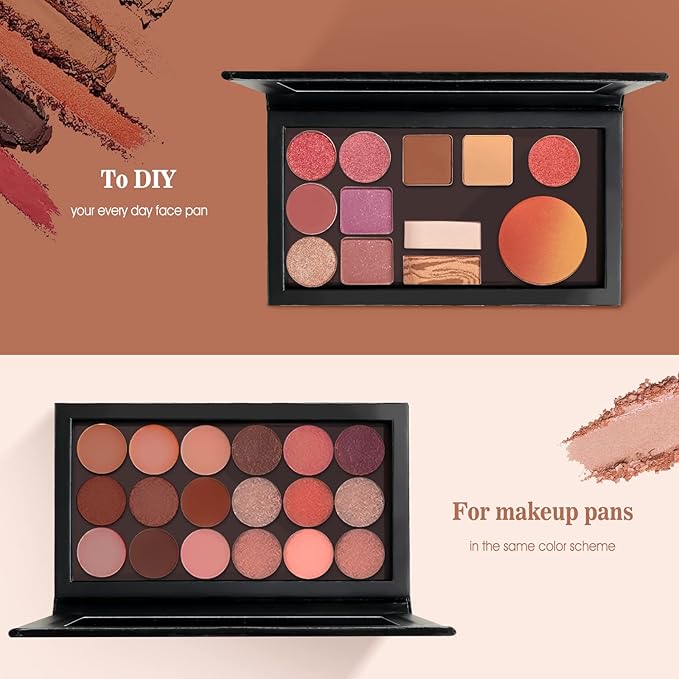 Lolalet 2 Pack Magnetic Makeup Palettes, Empty Magnetic Palette with Mirror for Eyeshadow Lip Color Blush Powder Highlighter Contour - Leather&Holographic-Velvo Beauty