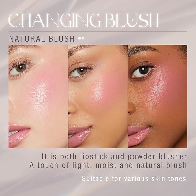 2PCS Color Changing Blush Stick for Cheeks Makeup,Clear Blush PH Temperature Change Magic Pink Cream Blusher Waterproof Multi-Use Lips and Face Tint,Matte Finish Natural Lightweight Jelly-Velvo Beauty