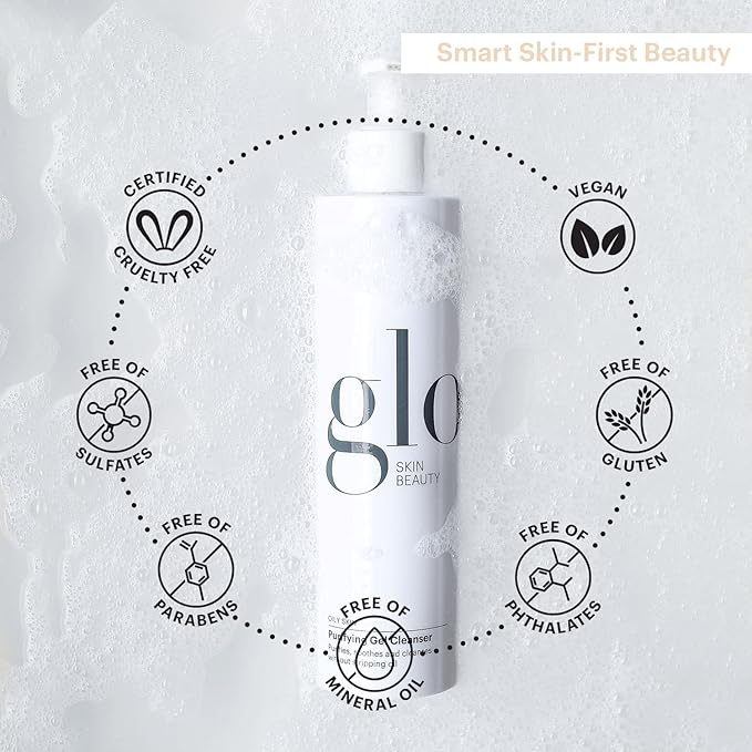 Glo Skin Beauty Purifying Gel Cleanser - Salicylic Acid + Niacinamide Face Wash Balances Skin, Targets Clogged Pores, Excess Oil & Breakouts - Gently Exfoliates & Minimizes Appearance of Fine Lines-Velvo Beauty