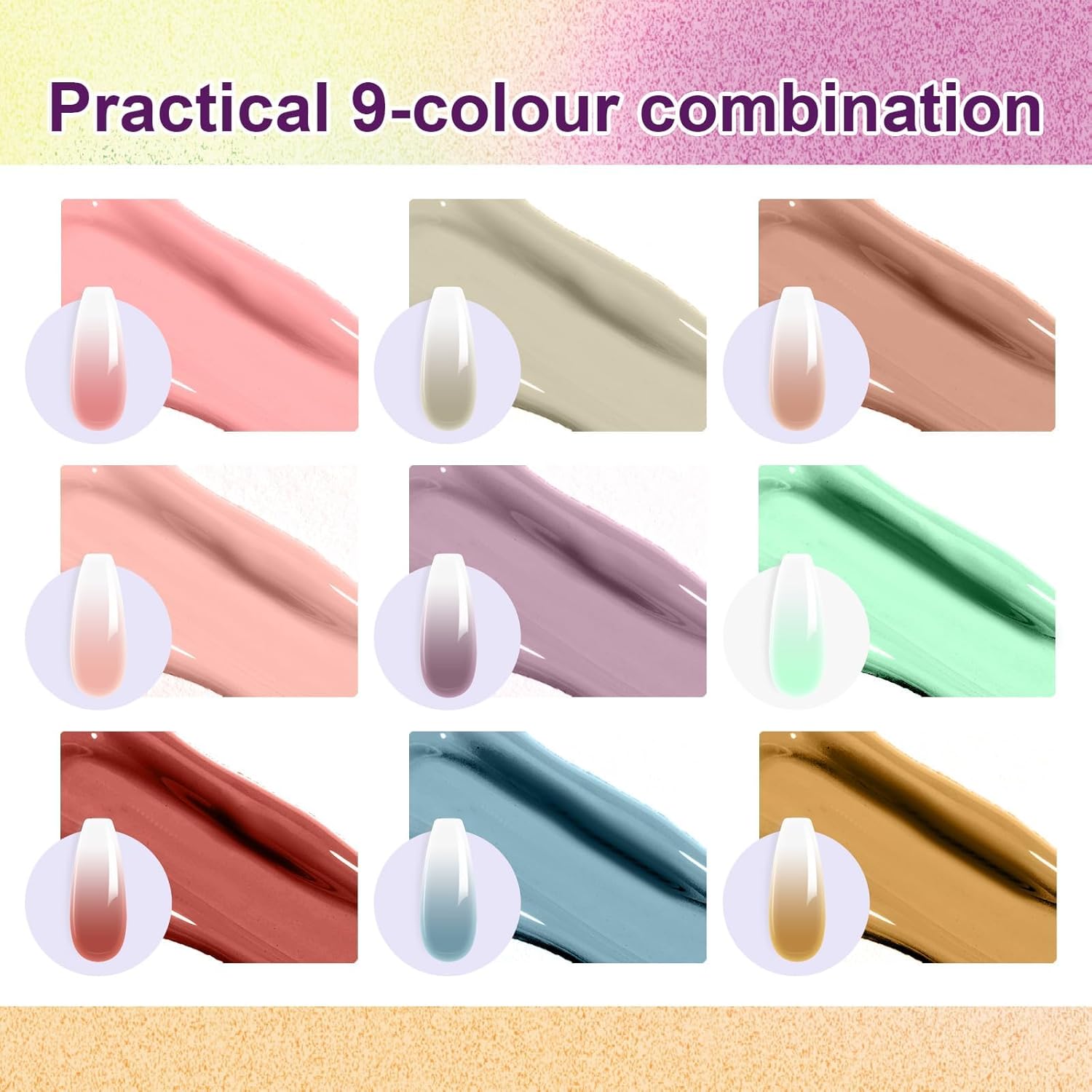 Gradient Painting Gel, 9 Colors Ombre Gel Nail Polish for Pigment Pat Nails Aura Nails French Manicure Soak Off UV Long-lasting Home Salon DIY Nail Art Monet’s Garden-Velvo Beauty