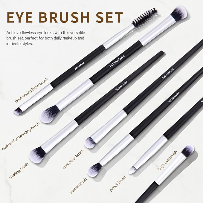 Makeup Brush Set 10pc, Dual-Ended Makeup Brushes For Bronzer, Contour, Eyeshadow, Blush, Concealer, Foundation-Velvo Beauty