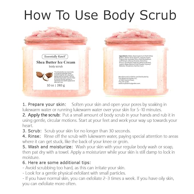 Shea Butter Ice Cream Body & Foot Scrubs 10 Oz - a Soft Serve Texture with a Nice soothing and Moisturizing Effect. Scent is Beautiful - The best stocking stuffer.-Velvo Beauty