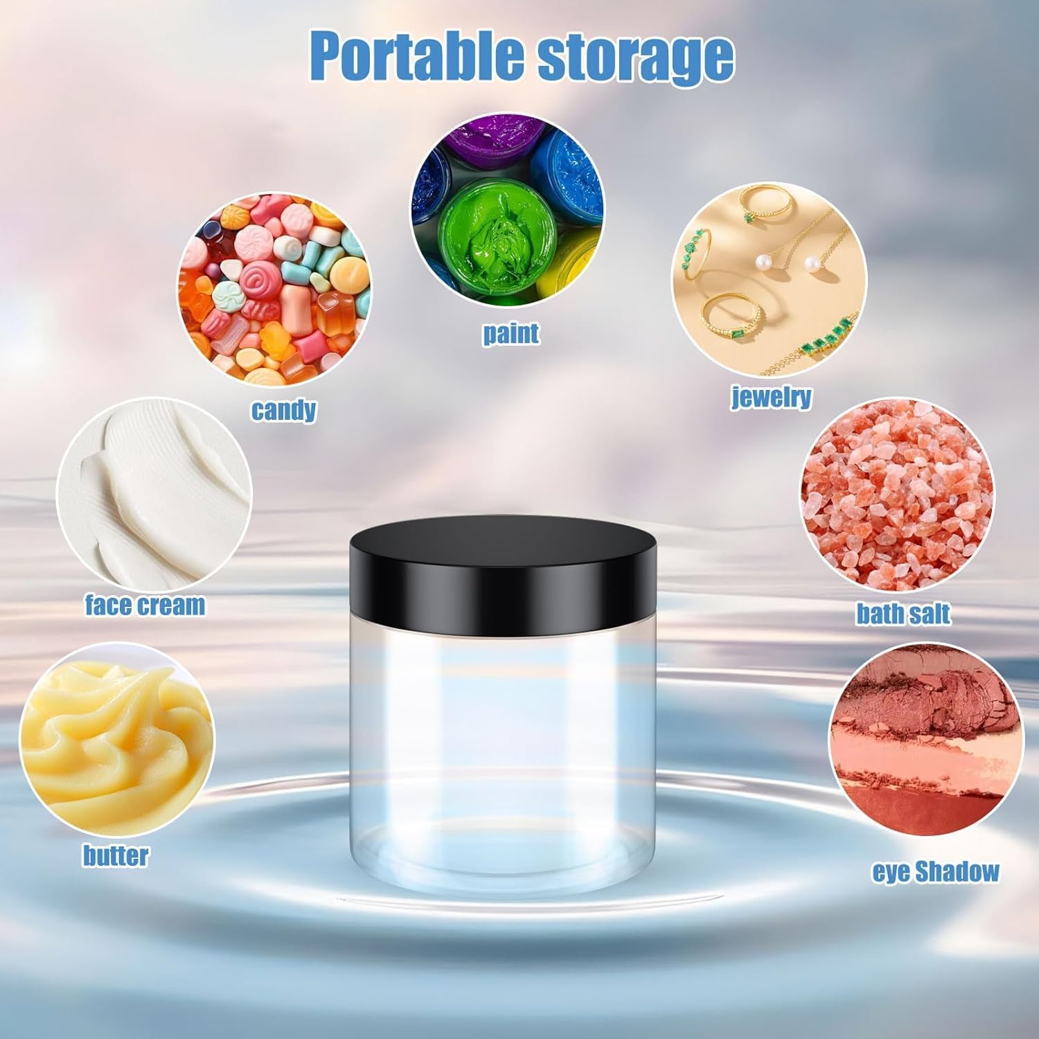 90 Pack 4 Oz Plastic Containers with Lids, OBKJJ Clear Travel Size Leak Proof Makeup Travel Containers BPA Free Cosmetic Slime Jars for Lotion, Cream, Body Butter, Makeup, Ointments (90)-Velvo Beauty