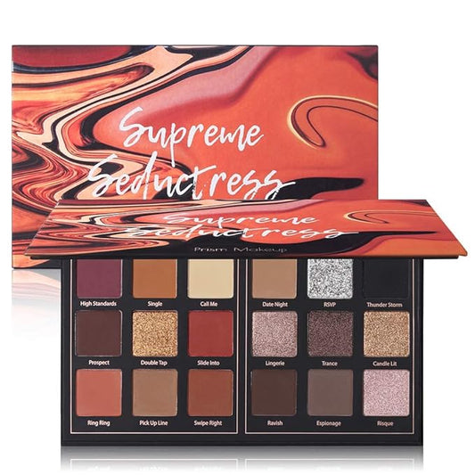 Prism Makeup Matte Eyeshadow Palette Pro 18 Colors Pigmented Shimmer Glitter Eye Shadow Palette, Long Lasting Waterproof Smokey Powder Cosmetics Halloween Makeup Kit (01# Seductress)-Velvo Beauty