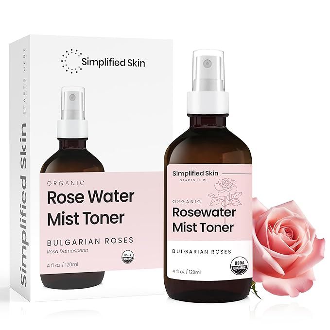Rose Water Spray for Face & Hair - Organic USDA Certified Rosewater Facial Toner - Alcohol-Free Makeup Setting Hydrating Face Mist - Anti-Aging Toner Spray - 2 Pack-Velvo Beauty