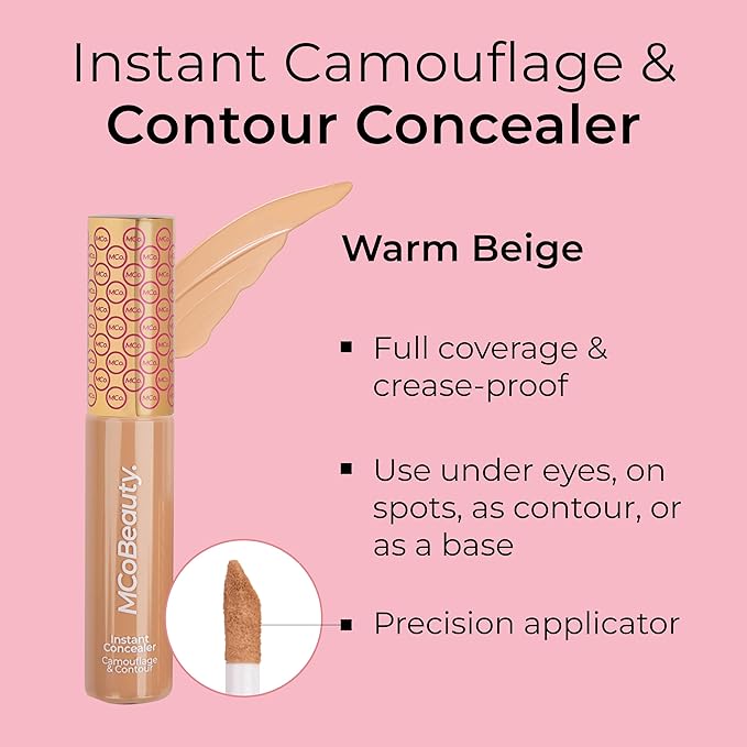MCoBeauty Instant Concealer Camouflage & Contour, Warm Beige, Perfecting Contour with Flawless Coverage, Vegan, Cruelty Free Cosmetics-Velvo Beauty