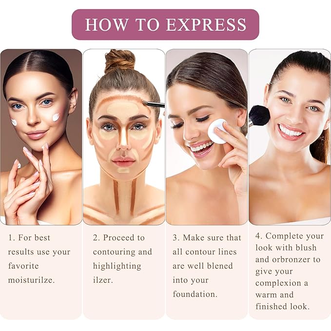 Youngfocus Cosmetics Cream Contour Best 8 Colors and Highlighting Makeup Kit - Contouring Foundation/Concealer Palette - Vegan & Cruelty Free - Step-by-Step Instructions Included-Velvo Beauty