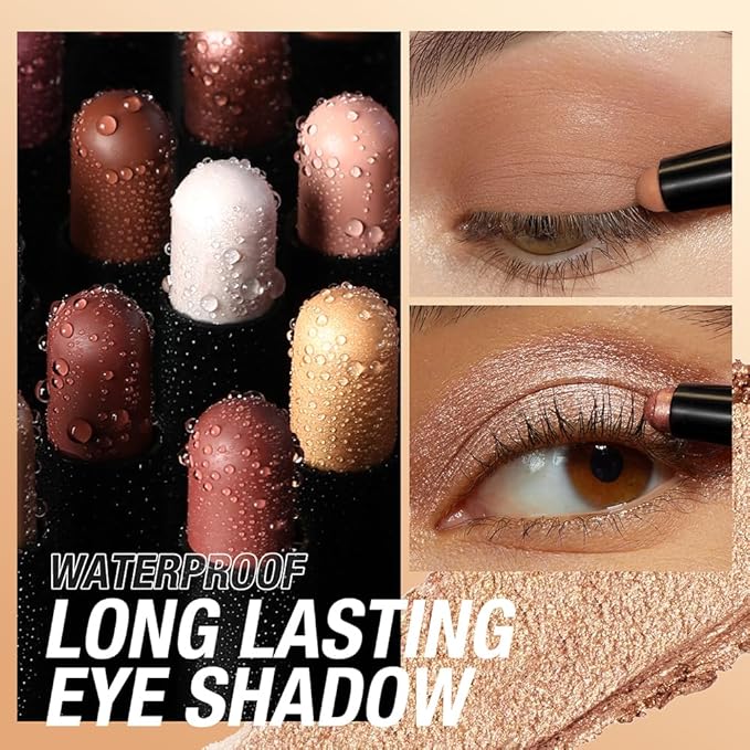 Jolilab Eyeshadow Stick Set, 8 Colors Matte Professional Bright-Colored Contouring and Highlight Eyeshadow Stick, Cream Waterproof Long Lasting High Pigmented Eye Shadow. (8, EYESHADOW B)-Velvo Beauty