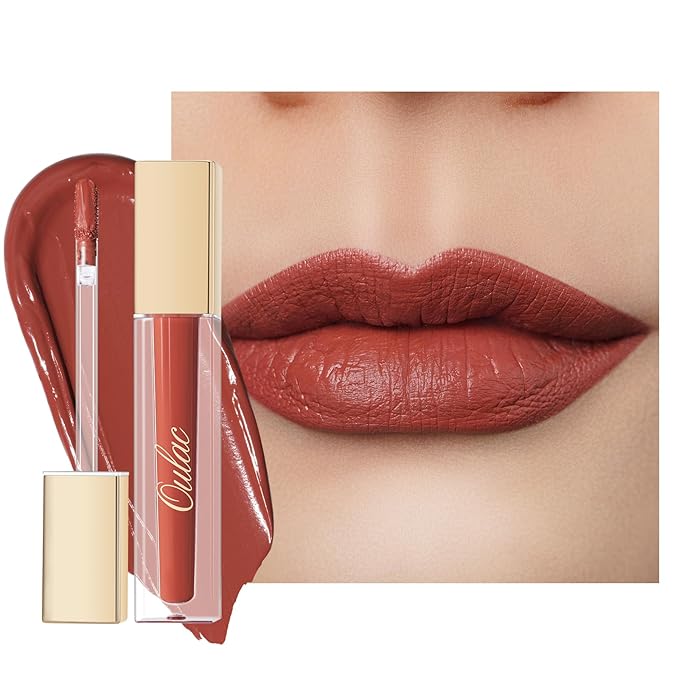 Oulac Matte Liquid Red Lipstick, Orange Tone, Long Lasting, Waterproof, No Transfer, Creamy High Pigmented Formula with Vitamin E, Vegan & Cruelty-Free-Velvo Beauty