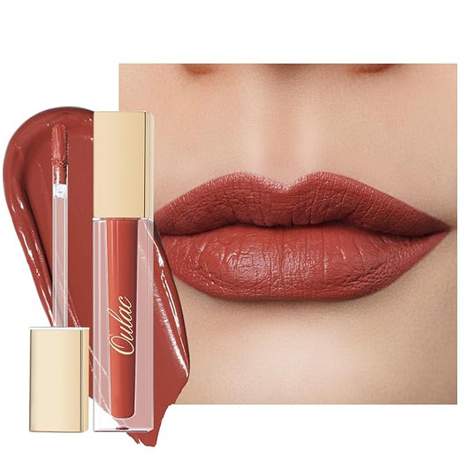 Oulac Matte Liquid Red Lipstick, Orange Tone, Long Lasting, Waterproof, No Transfer, Creamy High Pigmented Formula with Vitamin E, Vegan & Cruelty-Free-Velvo Beauty