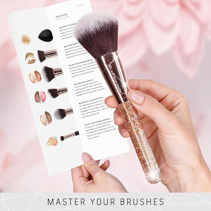 Niré Beauty 15piece Award Winning Glitter Makeup Brushes: Cute Makeup Brushes Set with Case, Beauty Blender, Cleaner, Guide, Gift Box-Velvo Beauty
