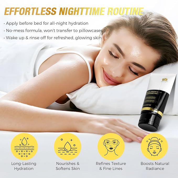 9000PPM Snail Mucin Overnight Wrapping Peel Off Mask for Intensive Hydrating, Skin Barrier Repairing, Reducing Sagging/Wrinkles/Fine Lines, 2.53 Oz/75 ML-Velvo Beauty