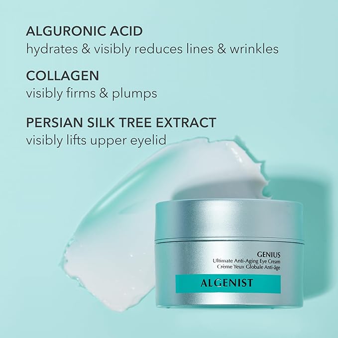 Algenist GENIUS Ultimate Anti-Aging Eye Cream - Firming Under Eye Cream with Vegan Collagen + Microalgae Oil - Helps to Visibly Plump, Smooth and Restore Radiance To Delicate Eye Area (15ml)-Velvo Beauty