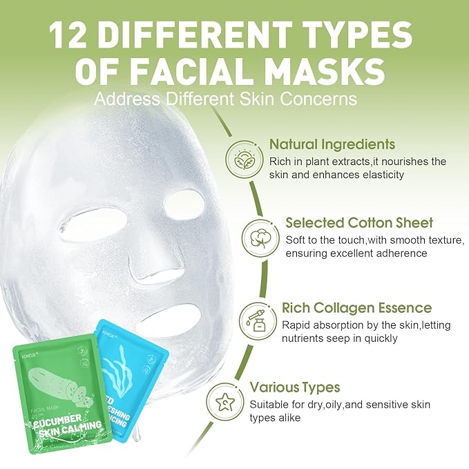 48 Pack Collagen Hydrating Face Masks Skincare for Women, Moisturizing & Soothing Face Mask for All Skin Types, Facial Masks Set Spa Gifts for Women, Bulk Sheet Face Mask for Skin Care-Velvo Beauty