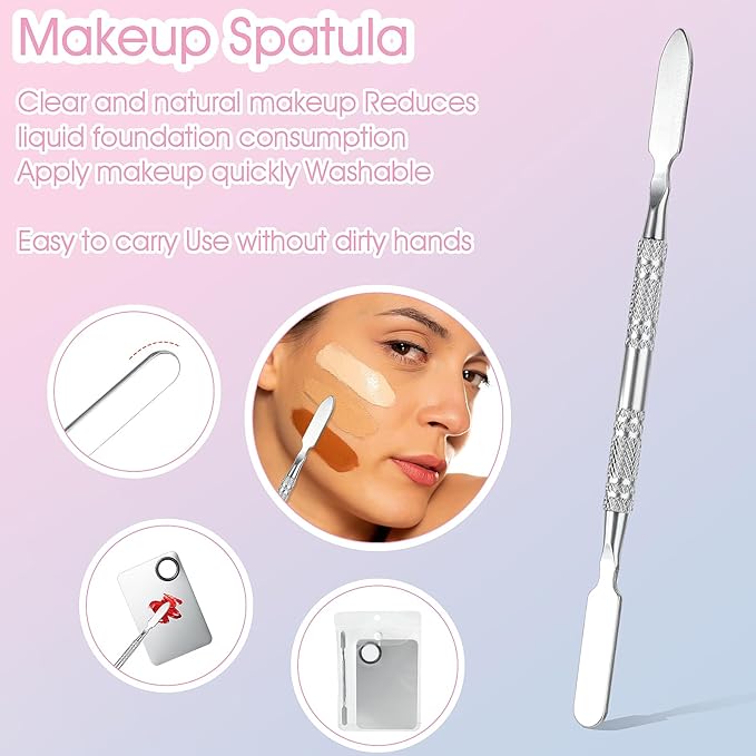 10-in-1 Makeup Spatula and Powder Puff Set with Professional Cosmetic Palette Triangle Puff for Eye Shadow Spatula Facial Cosmetic Makeup Tool for Eyelashe Body-Velvo Beauty