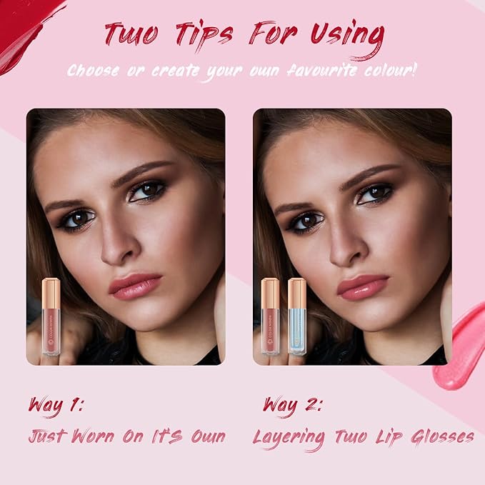 Color Nymph 16 PCS Lip Glosses Collection, Shimmery Lip Glosses for Women and Girls, Long Lasting Color Lip Gloss Set with Rich Varied Colors (Iridescent Pink)-Velvo Beauty