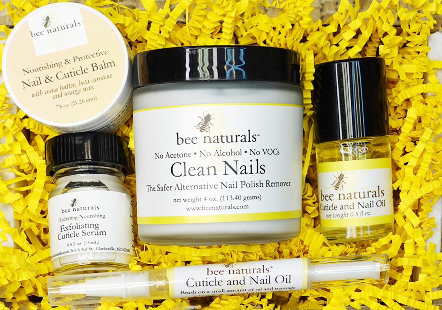 Bee Naturals Natural Nail Care Kit - Natural & Non-Toxic Nail and Cuticle Care Set with Vitamin E - Softens & Protects - Ideal Gift for Repairing Cuticles and Nails-Velvo Beauty