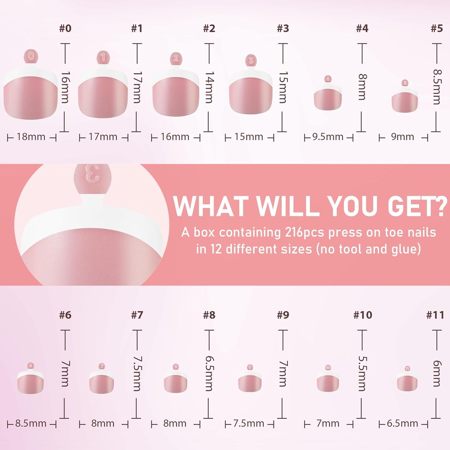 UNA GELLA French Toe Nail Press Ons 312pcs Peach Pink Full Cover Toe Nail Tips Press On Nails Soft Gel Fake Toe Nails Tips Gel Toe Nail Tips Fake Acrylic Toenails for Nail Extensions 12 Sizes-Velvo Beauty