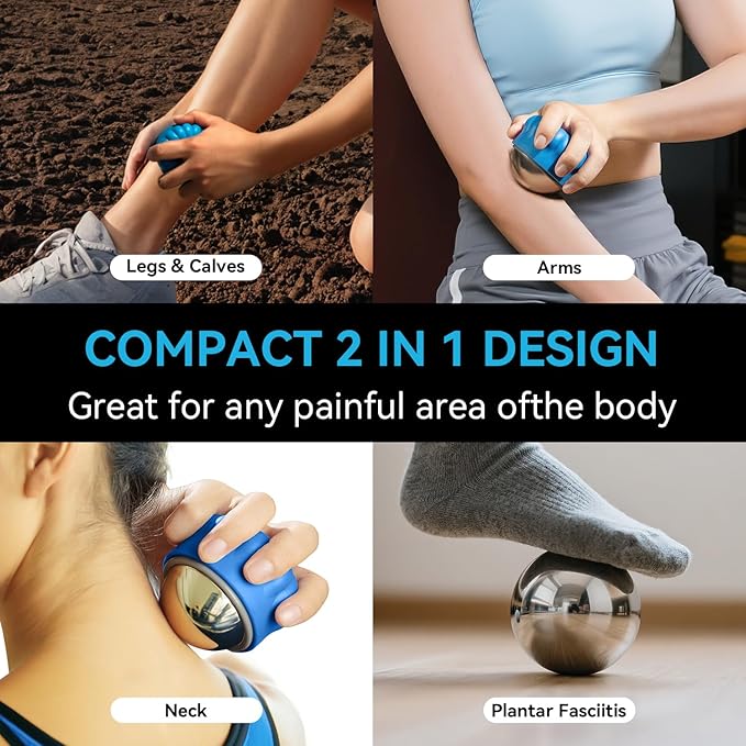 iECO Massage Ice Roller Ball - Stainless Steel Cold & Heat Therapy Massage Tool for Deep Tissue, Sore Muscle, Trigger Point, Muscle Knots Full Body Relax-Velvo Beauty