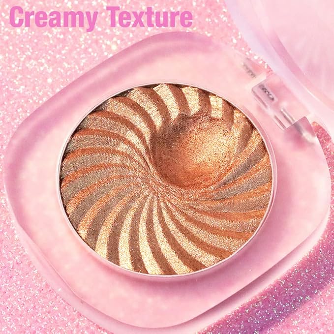 Cream Highlighter Makeup Palette, Glow Highlighters Makeup Powder, Suit for Cheeks, Body, Eyeshadow, Silver Light Pink Rose Gold Purple Champagne, Vegan, Talc Free (02)-Velvo Beauty