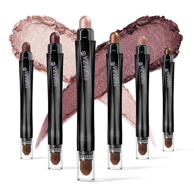 6PCS Cream Eyeshadow Stick Makeup Sets, Metallic And Matte Shimmer Eye Shadow Eye Brightener Stick Pencil Crayon, A05-Wine Red-Velvo Beauty