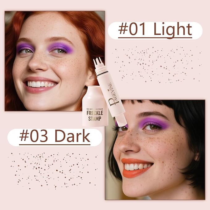 Freckle Stamp - Freckle Pen Waterproof, Long Lasting Fake Freckles, Quick Dry 5-Point Faux Freckles Stamp Cushion Stain Marker in One Press Natural and Lifelike Sunkissed Pencil Tool Makeup (#1-Light)-Velvo Beauty
