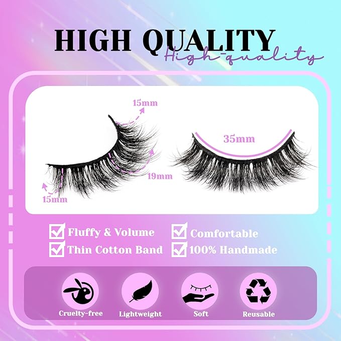 Losha Lashes Fluffy False Eyelashes 5D Volume Eye Lashes 14 Pairs Vegan Fake Eyelashes Soft Faux Mink Lashes Pack (Thrives Only)-Velvo Beauty