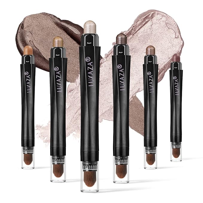 6PCS Cream Eyeshadow Stick Makeup Sets, Metallic And Matte Shimmer Eye Shadow Eye Brightener Stick Pencil Crayon, B02-Fall Brown-Velvo Beauty