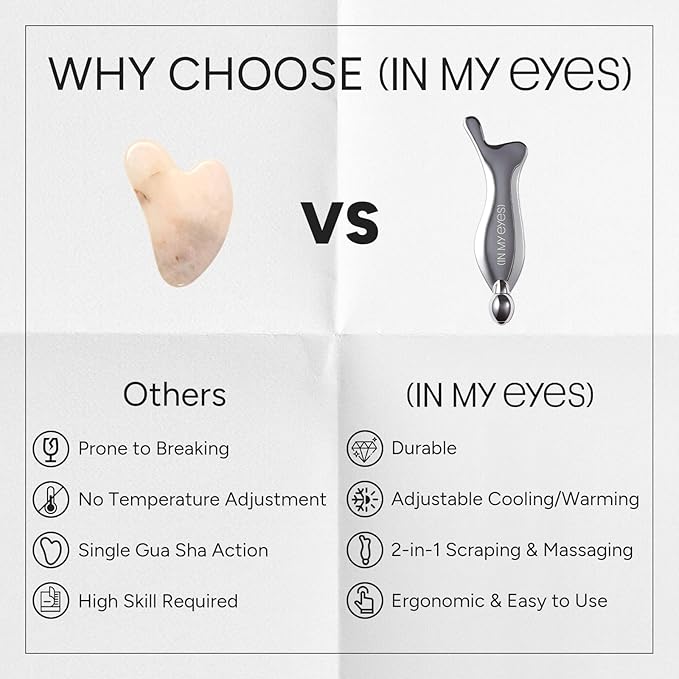 In My Eyes Gua Sha Tool for Face & Eye, Stainless Steel Gua Sha Facial Massager Tool for Reduce Puffiness, Ease Facial Tension & Promote Lymphatic Drainage-Velvo Beauty