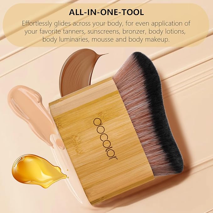 docolor Self Tanner Brush Large Body Makeup Brush, Soft Vegan Tanning Brush no stripes, for Foundation, Self-tanner, Bronzer, Self Tan Back Applicator Body + Face Self-Tan Blending Brush Gift Box-Velvo Beauty