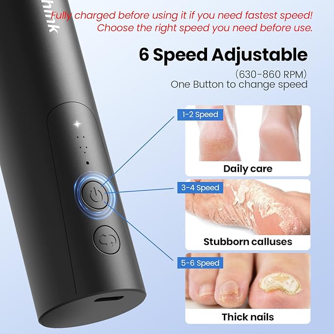 Electric Foot Callus Remover, 2 in 1 | 6 Speed Adjustable Foot File Nail Grinder with Sandpaper Disks, Professional Sander Pedicure Tool for Feet Dead Skin, Self Care Gifts for Women Mom Lover Friends-Velvo Beauty