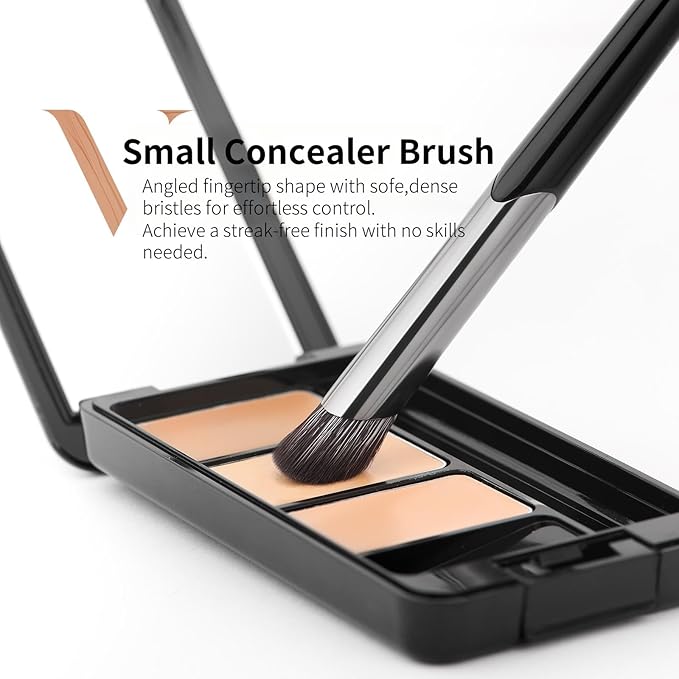 DUcare Nose Contour Brush, Angled Concealer Brush Under Eye, Small Under Eye Makeup Brush for Dark Circles Puffiness Puffy Face Eyebrow Eyes (V02 Mini Contour Brush)-Velvo Beauty