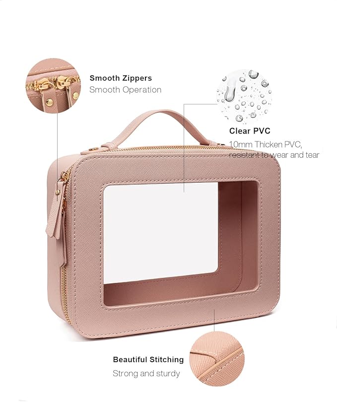 Clear Makeup Bag Small, TSA Approved Portable Toiletry Bag with Zipper Cosmetic Travel Bag Makeup Organizer Case Mini Makeup Pouch for Purse Car Organizer Bag for Women Men-Velvo Beauty