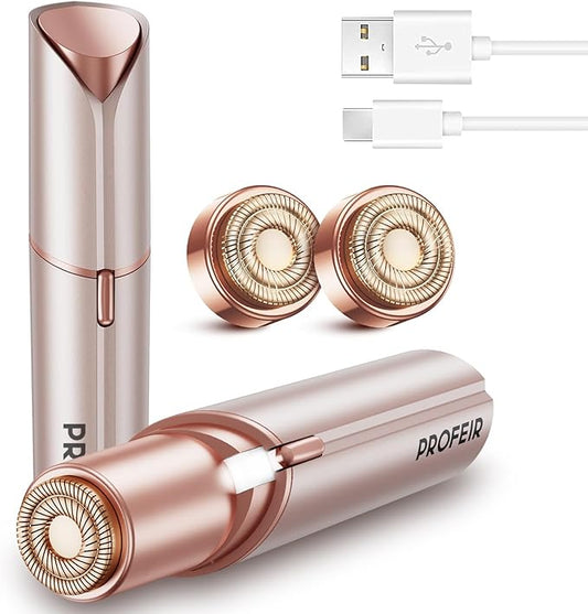Facial Hair Removal for Women: Electric Hair Removal Device - Rechargeable Painless face Razor for Chin Upper Lip Peach Fuzz with Light (Pink)-Velvo Beauty