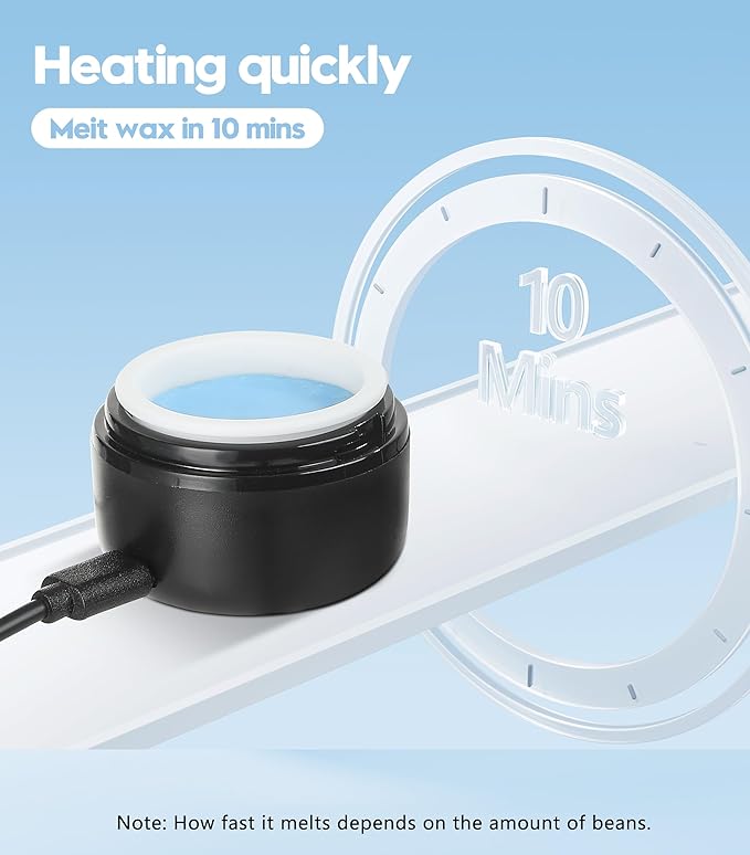 Nose Wax Kit - Travel Wax Warmer for Hair Removal with 100g Waxs, 15 Applicators, 30 Nose Hair Sticks 2 Silicone Pots, 1 Bag Constant Temperature, 15-20 Times Black - Round | Black | Mini-Velvo Beauty