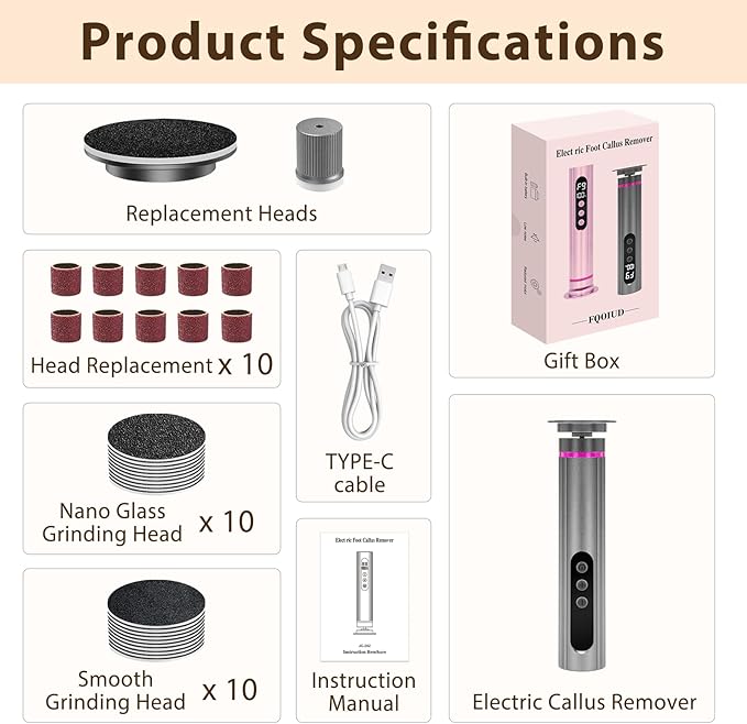 Callus Remover for feet- 2 in 1 Electric Foot File,Adjustable Speed Foot File with Sandpaper Discs & Grinding Heads, 9 Speeds Electric Foot Callus Remover, Pedicure Tools for Valentine's Day Gift-Velvo Beauty