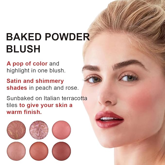 Baked Blush, Marbleized Blush for Cheeks, Shimmery Satin Finish Blushes Powder Palette, Buildable Color Natural Face Makeup Powder-Velvo Beauty
