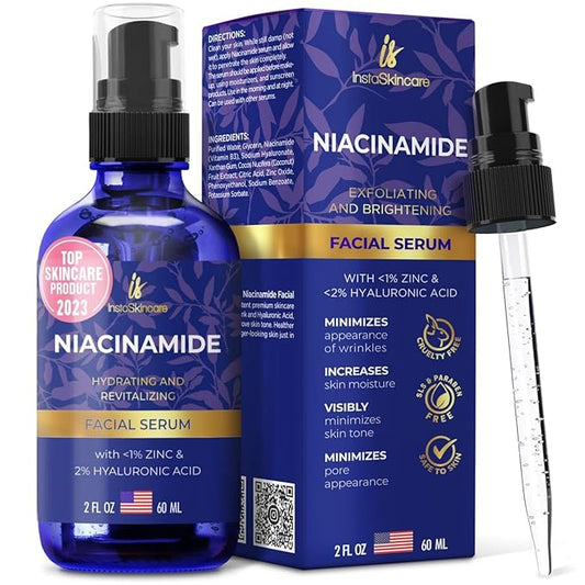 DOUBLE SIZED (2Oz) Niacinamide Serum for Face 10% with Zinc 1% Vitamin B3 Brightening Serum for for Tone, Texture and Hydrating-Velvo Beauty