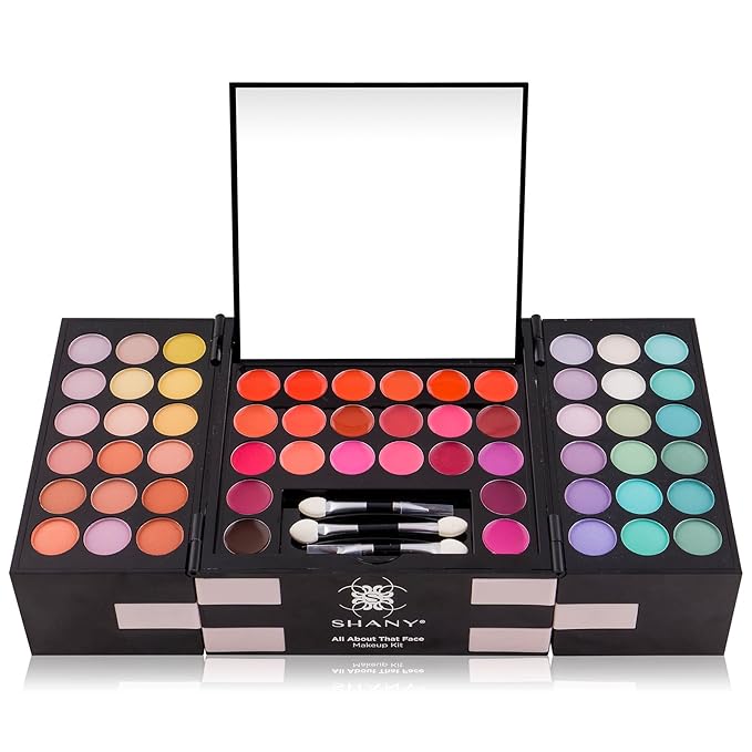 SHANY All About That Face Makeup Kit - All in one Beginner Makeup Set - Eye Shadows, Lip Colors, Face Makeup, Cosmetics applicators & More.-Velvo Beauty