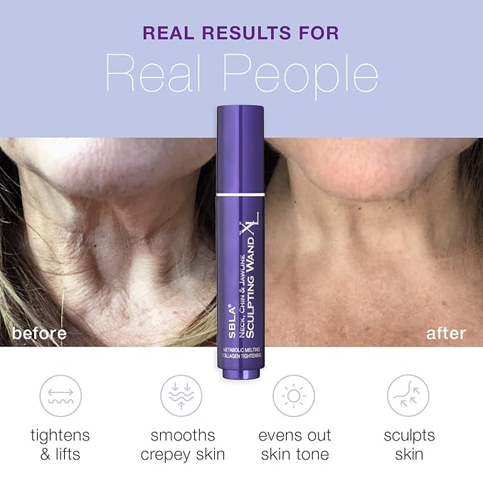 SBLA Neck, Chin & Jawline Sculpting Wand XL – Melts Neck Fat Under The Chin & Along Jowls, Lifts & Sculpts The Entire Area & Reduces Lines, Boosts Collagen Production-Velvo Beauty