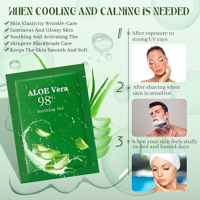 60 Pcs Aloe Vera Gel Bulk Travel Size Soothing Gel 98% Organic Aloe Vera Moisturizer for Skin and Hair Face Moisturizer for Sunburns Relief, Razor Burns, DIY Skincare-Velvo Beauty