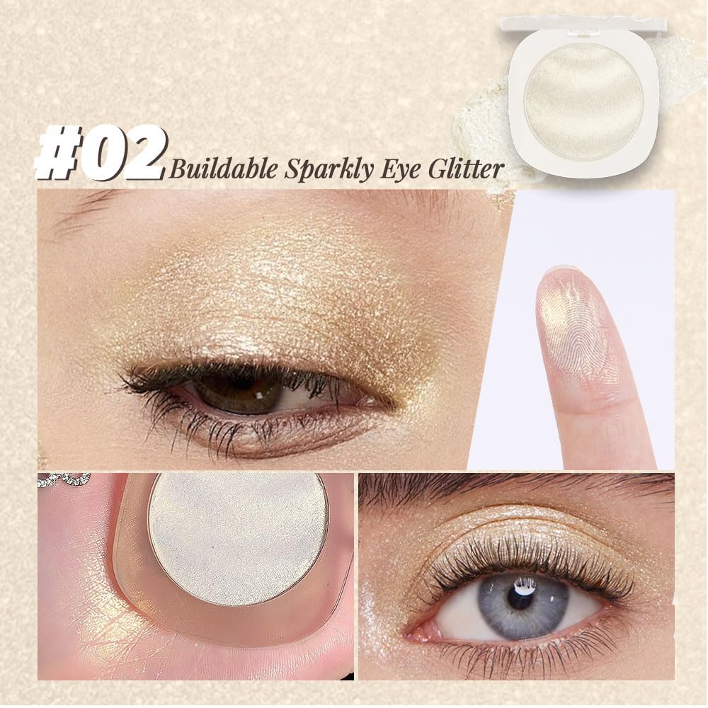 Champagne Rose Gold Shimmer Glitter Sparkling Monochrome Eyeshadow Palette,Metallic Single Eye Shadow for Older Women,Long Lasting Naturing-Looking Eye Makeup-Velvo Beauty