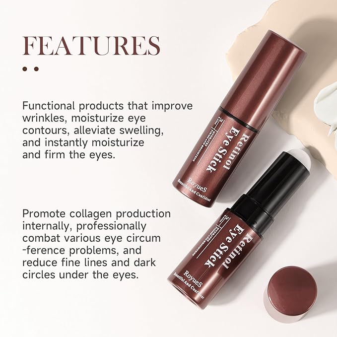 Retinol Eye Stick Retinol Eye Cream for Dark Circles and Puffiness Under Eye Cream Anti Aging Hydrates Moisturises Reduces Fine Lines Rejuvenates Skin-Velvo Beauty